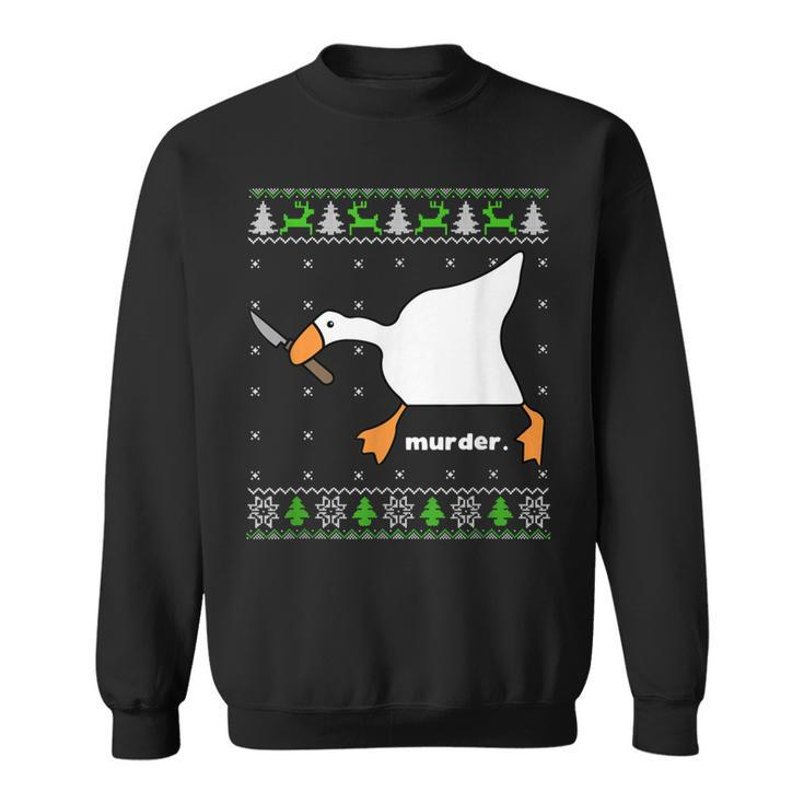 Christmas Goose Murder Ugly Sweater  Men Women Sweatshirt Graphic Print Unisex