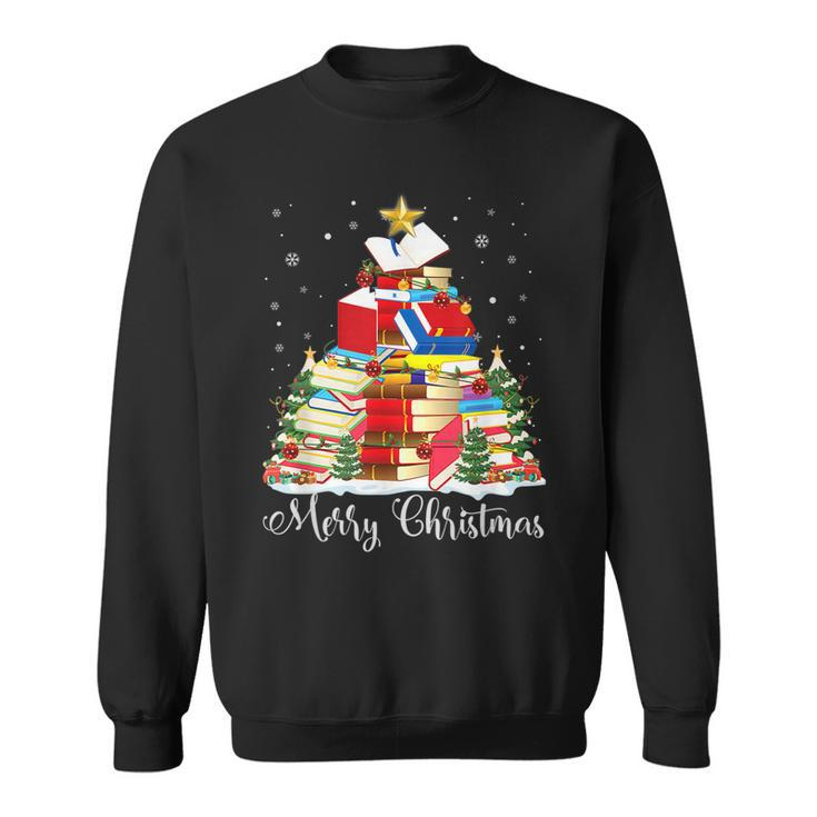 Christmas Library Tree Funny Xmas Librarian And Book Lover  V3 Men Women Sweatshirt Graphic Print Unisex