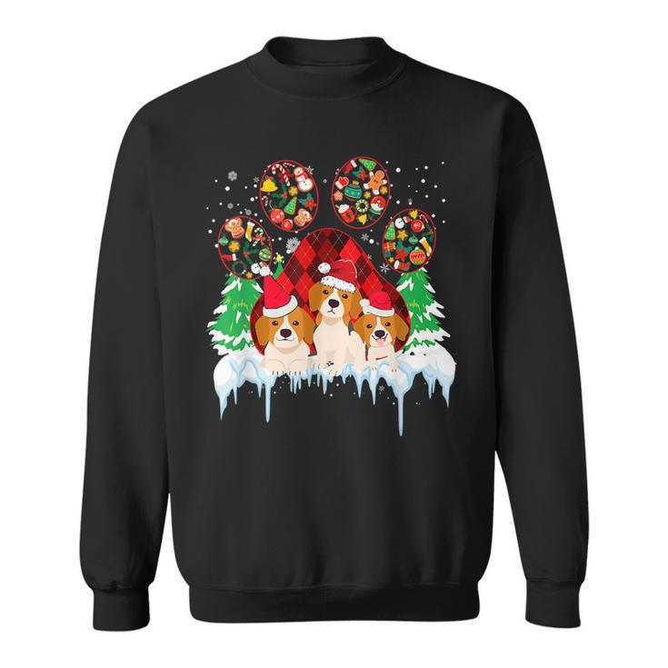 Christmas Santa Paws Dog Paws Beagle Dog Lover  In Xmas  Men Women Sweatshirt Graphic Print Unisex