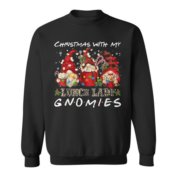 Christmas With My Lunch Lady Gnomies Plaid Red Gnome Xmas  Men Women Sweatshirt Graphic Print Unisex