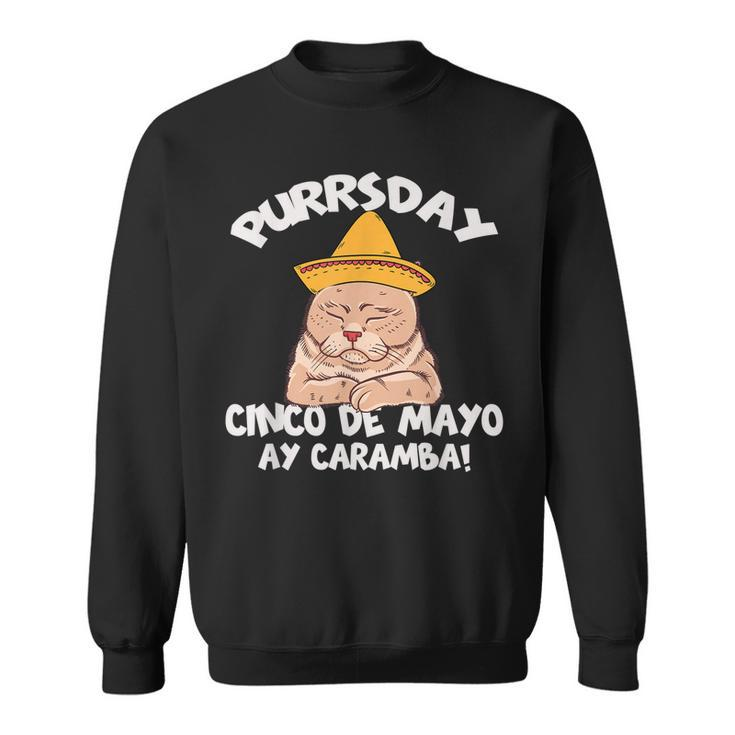 Cinco De Mayo Purrsday Cat Sombrero Mexican Party Cats Lover  Sweatshirt