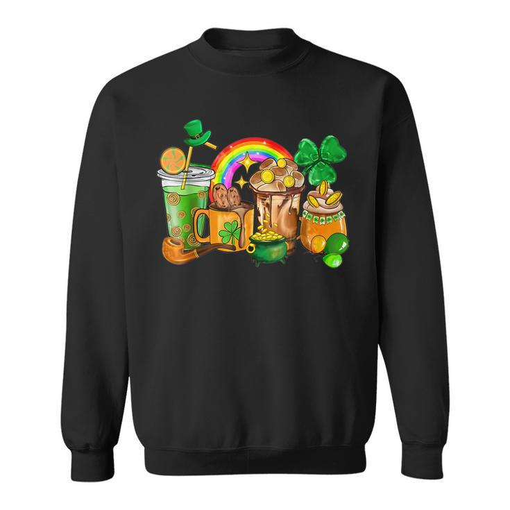 Coffee Lucky Latte Green Irish Shamrock St Patricks Day Sweatshirt
