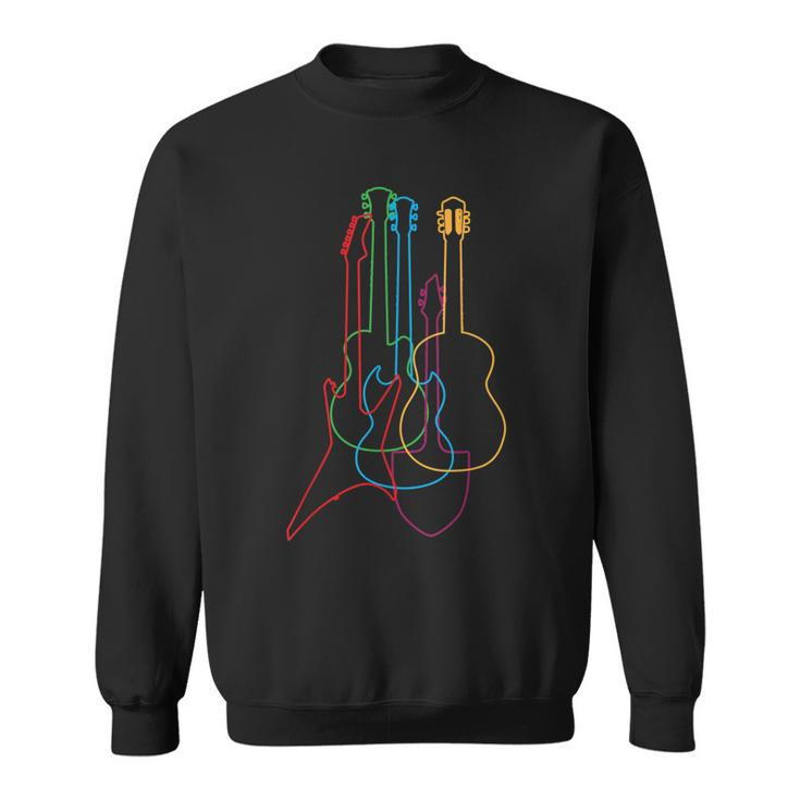 Colored Guitars Electric Acoustic Classical Gift  Sweatshirt