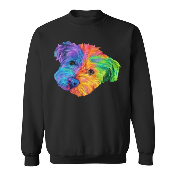 Colorful Bichon Frize Dog Digital Art Sweatshirt