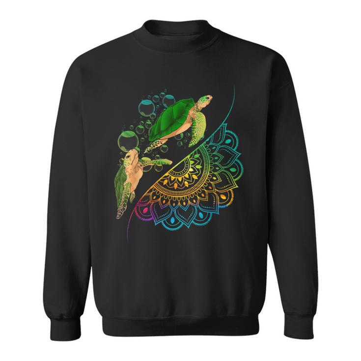 Colorful Tribal Sea Turtles Ocean Animal Maori Turtle  Men Women Sweatshirt Graphic Print Unisex
