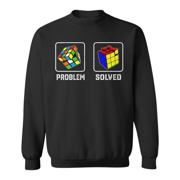 Competitive Puzzles Cube Problem Retro Solved Speed Cubing   Sweatshirt