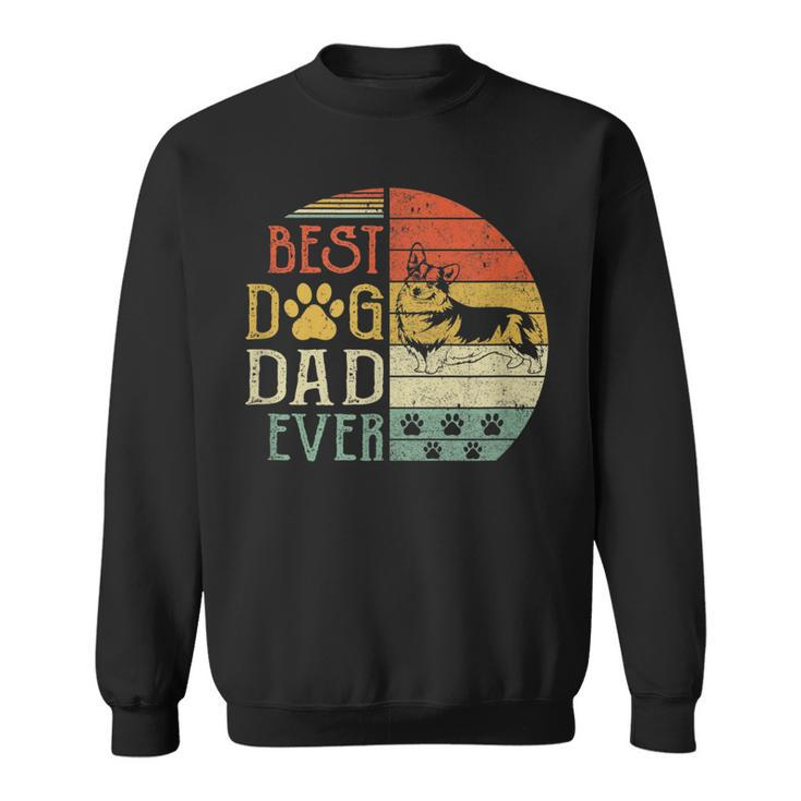 Corgi Best Dog Dad Ever Vintage Fathers Day Retro  Sweatshirt