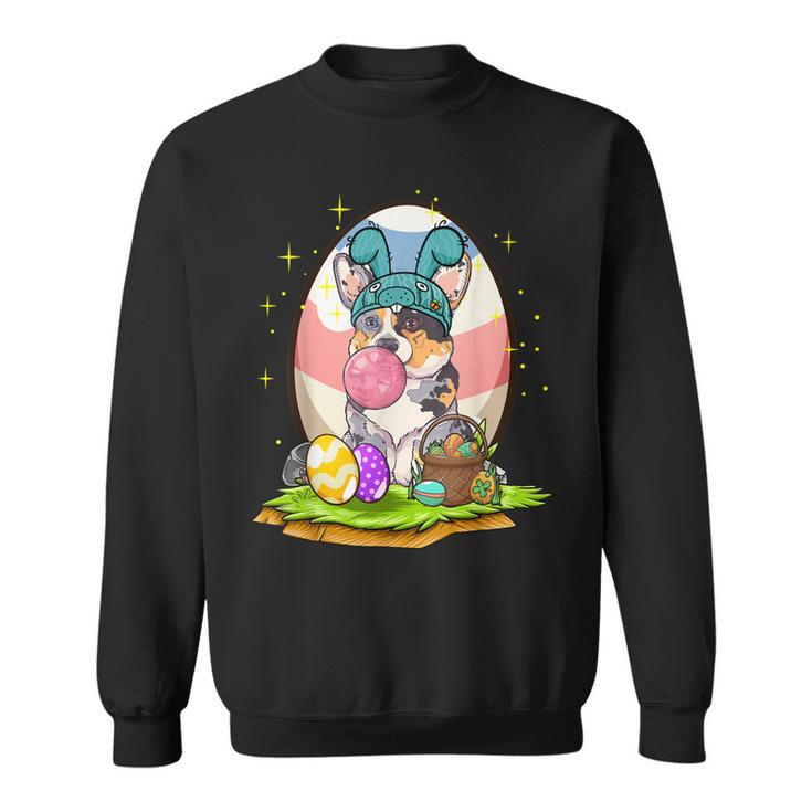 Corgi Dog Bubblegum Colorful Eggs Basket Hunting Easter Day  Sweatshirt