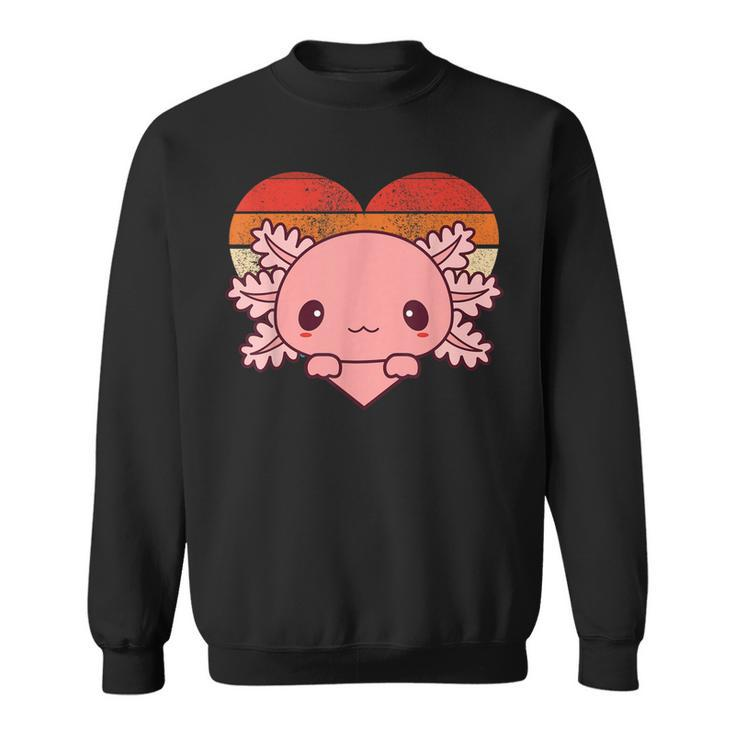Cute Axolotl Design Retro Heart Shape Vintage Sweatshirt