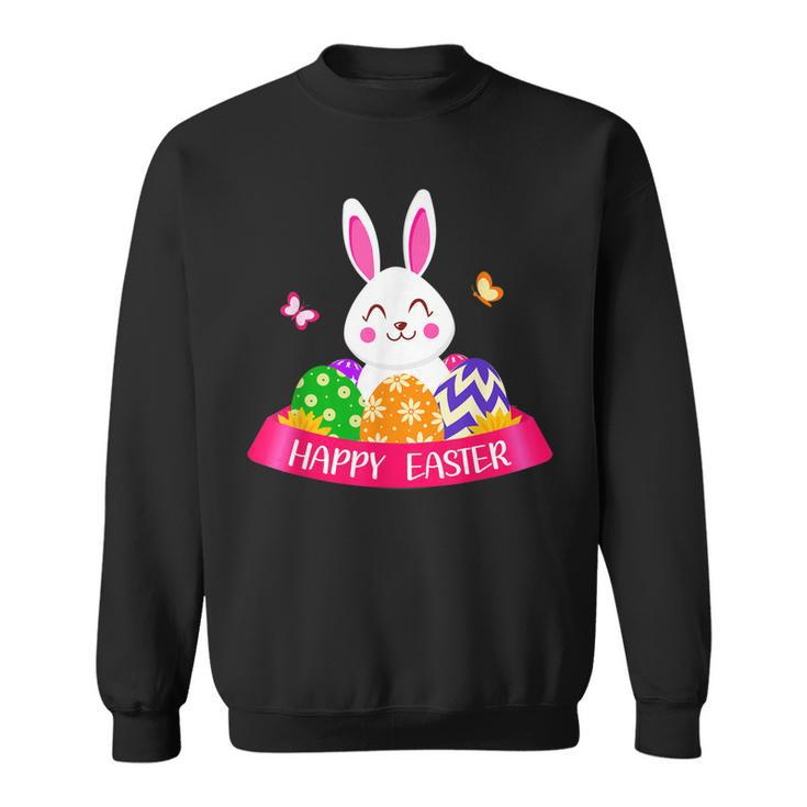 Cute Bunny Spring Hunt Eggs Rabbit Happy Easter Day Outfit  Sweatshirt