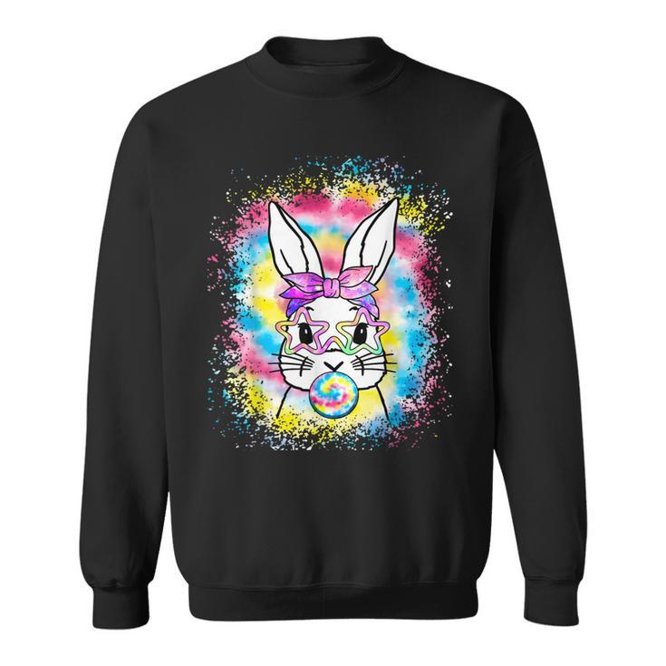 Cute Bunny With Bandana Heart Glasses Bubblegum Easter Day  Sweatshirt