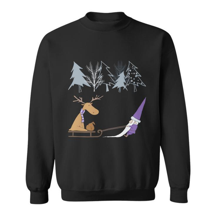 Cute Gnome And Reindeer Tee Gift Funny Vintage Ugly Christmas Cool Gift Sweatshirt