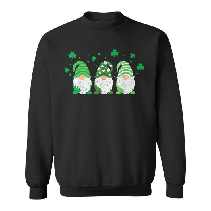 Cute Gnomes Holding Shamrock Leopard Plaid St Patricks Day  Sweatshirt