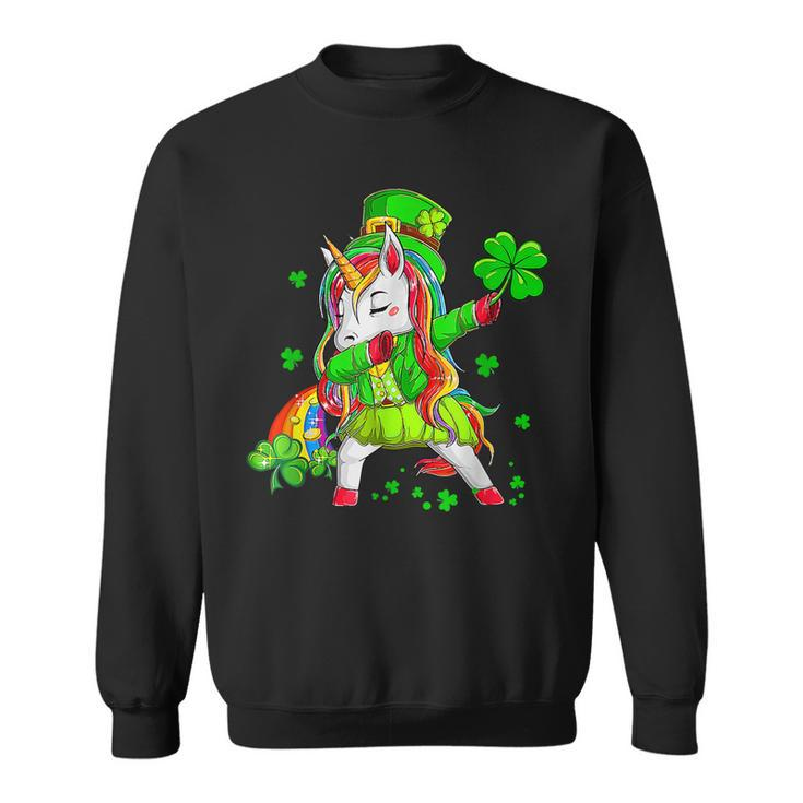 Dabbing Unicorn Holding Shamrocks Patricks Day Lover Family  Sweatshirt