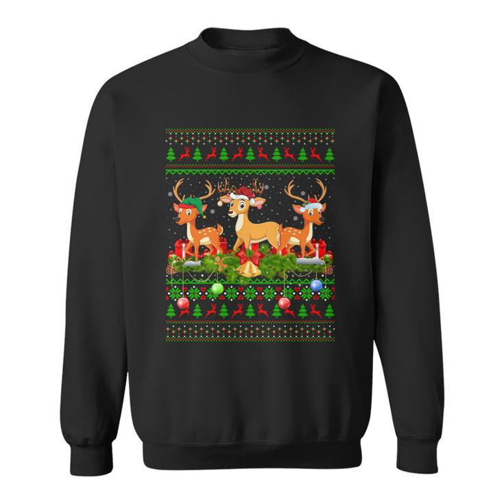 Deer Lover Xmas Lighting Santa Ugly Deer Christmas Funny Gift Sweatshirt