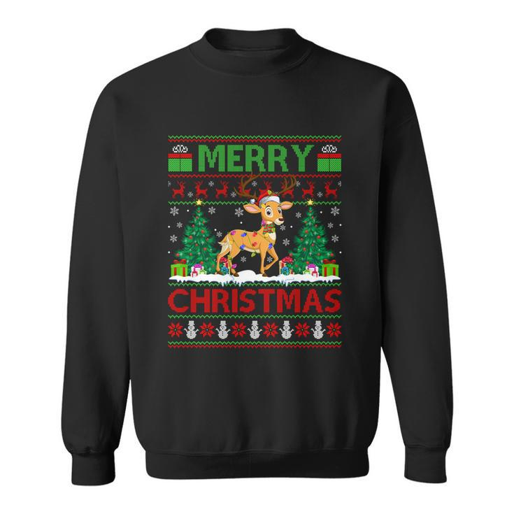Deer Lover Xmas Tree Lights Ugly Santa Deer Christmas Great Gift Sweatshirt