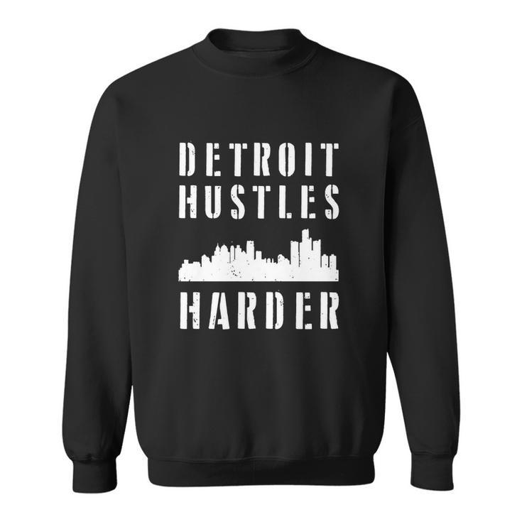 Detroit Hustles Harder City Silhouette Men Women Sweatshirt Graphic Print Unisex