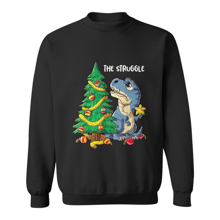Dinosaur Christmas Tree Rex The Struggle Boys Xmas Pajamas Sweatshirt