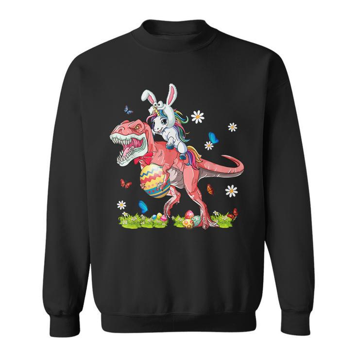 Dinosaur Easter Day Unicorn Riding T-Rex Bunny Costume Gift  Sweatshirt
