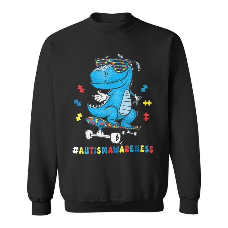 Dinosaur Skateboarding Autism Awareness Choose Kindness Sweatshirt