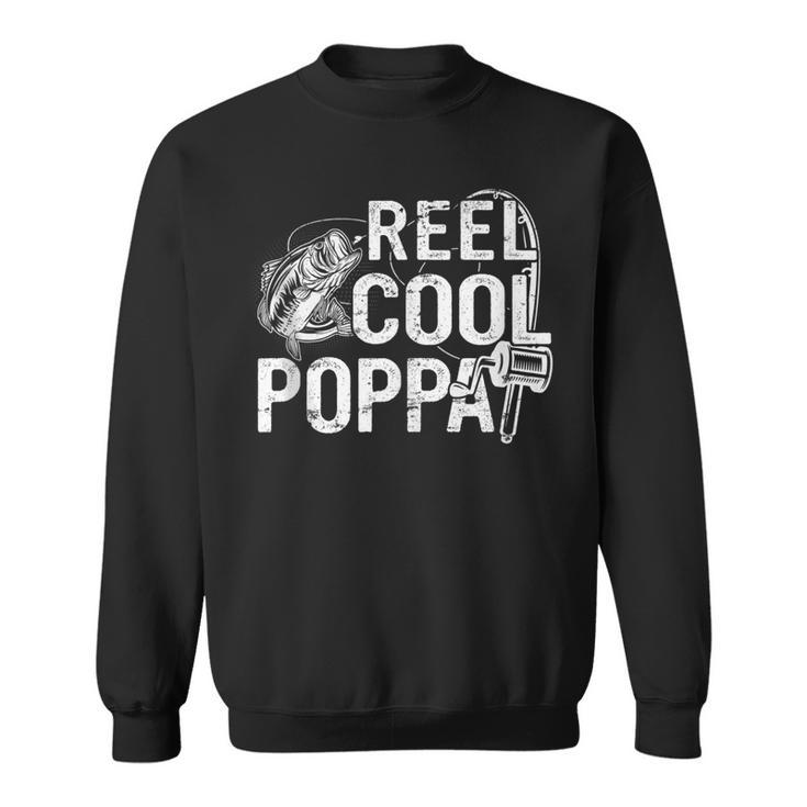 Distressed Reel Cool Poppa Fishing Fathers Day  Sweatshirt