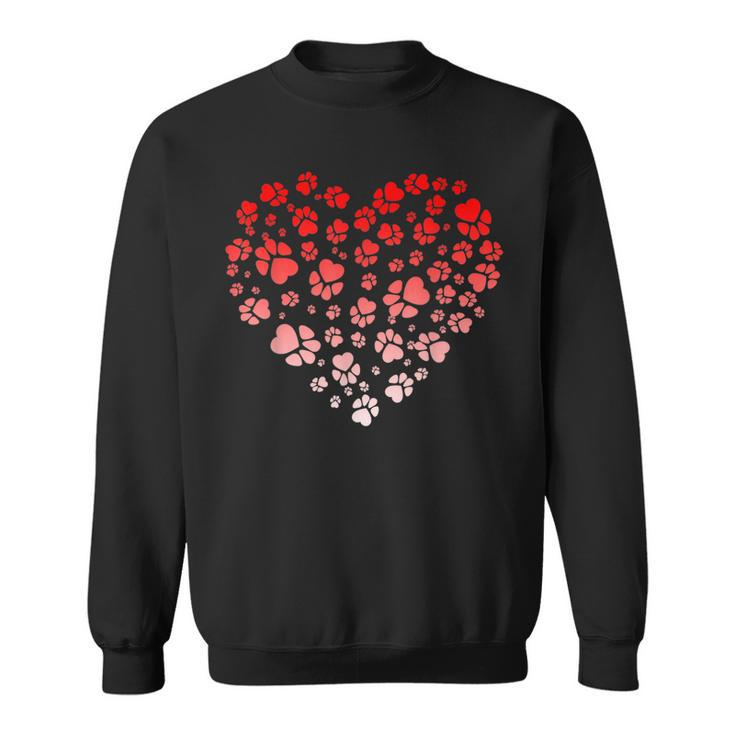 Dog Paw  Gifts Love & Heart Puppy Dog Valentines Day  Sweatshirt