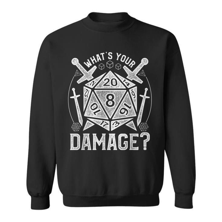 Dungeons Dice Rpg Whats Your Damage Men Women Sweatshirt Graphic Print Unisex