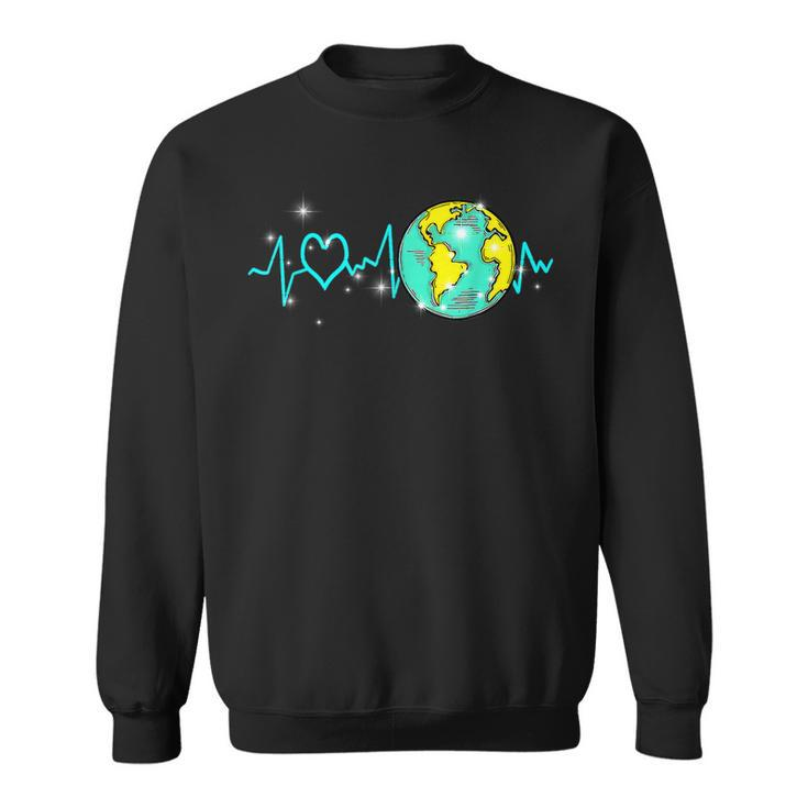 Earth Day Heartbeat Recycling Climate Change Activism  Sweatshirt