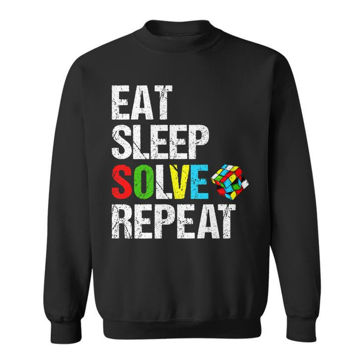Eat Sleep Solve Repeat Speed Funny Cubing Puzzle Cube Lover   Sweatshirt