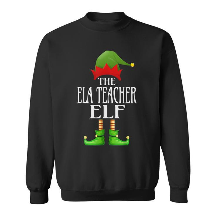 Ela Teacher Elf Xmas Funny Family Matching Group Christmas  Men Women Sweatshirt Graphic Print Unisex