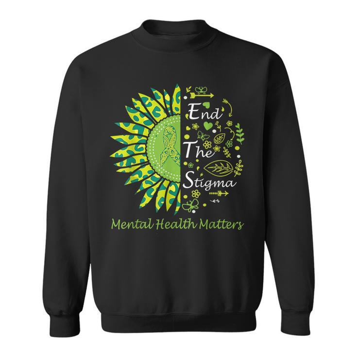 End The Stigma Mental Health Matters Ribbon Awareness Gifts Sweatshirt
