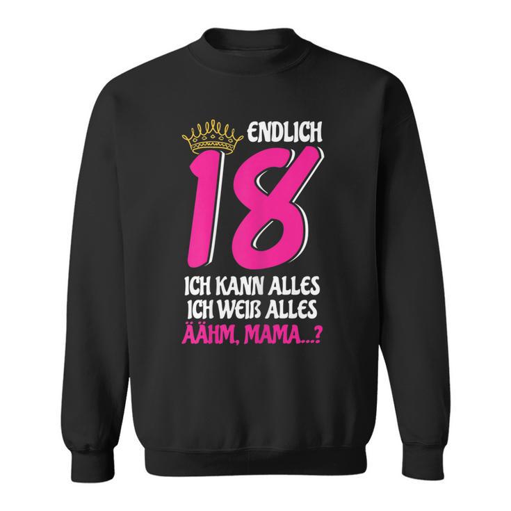 Endlich 18 Sweatshirt für Damen, Lustiges Volljährig Mädchen Geburtstagsshirt