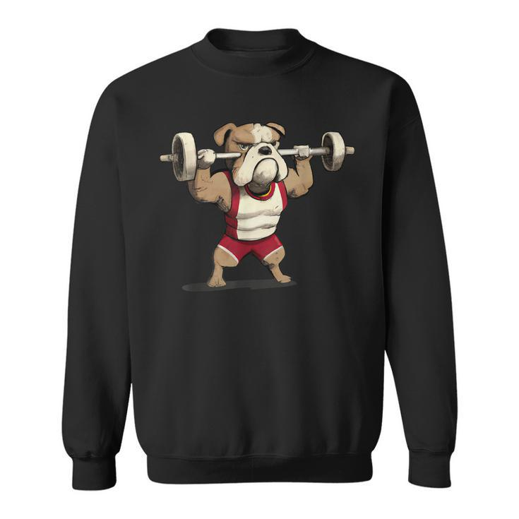 English Bulldog Weightlifting Graphic Animal Fitness Gym Fun Sweatshirt