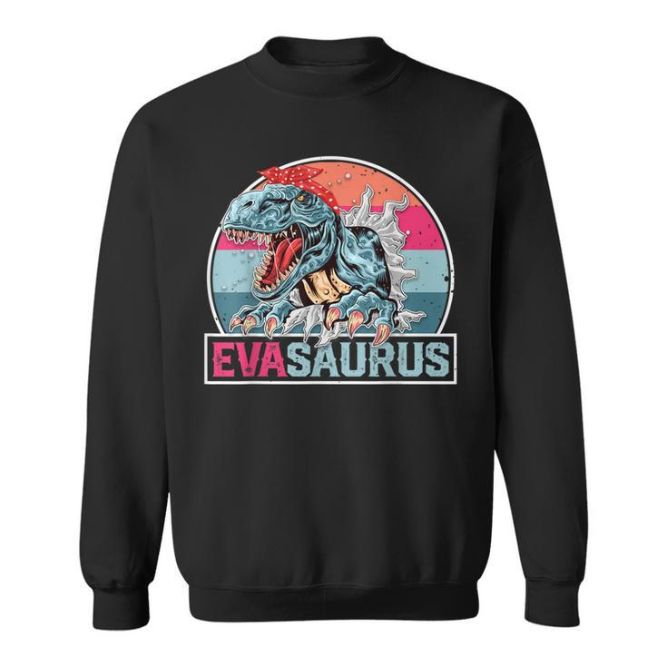Eva Saurus Funny Personalized DinosaurRex Name Sweatshirt