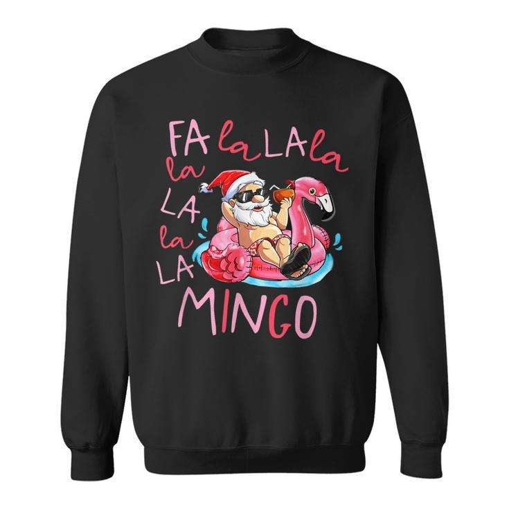 Fa La La Mingo Funny Santa Flamingo Float Tropical Christmas  Men Women Sweatshirt Graphic Print Unisex