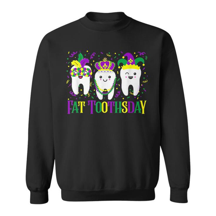 Fat Toothsday Dental Mardi Gras Dentist Hygienist Rdh  Men Women Sweatshirt Graphic Print Unisex