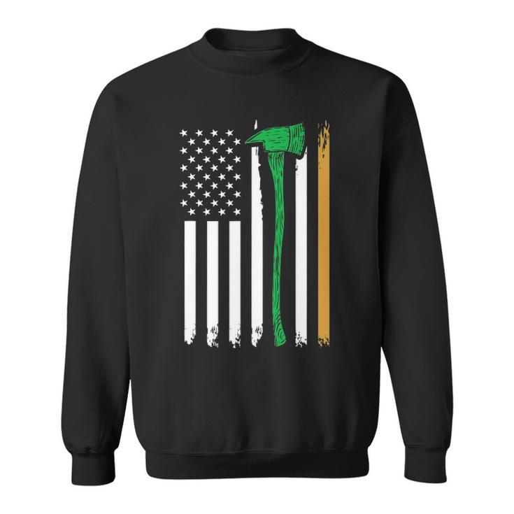 Firefighter American Flag Irish Ireland Fireman Gifts Sweatshirt