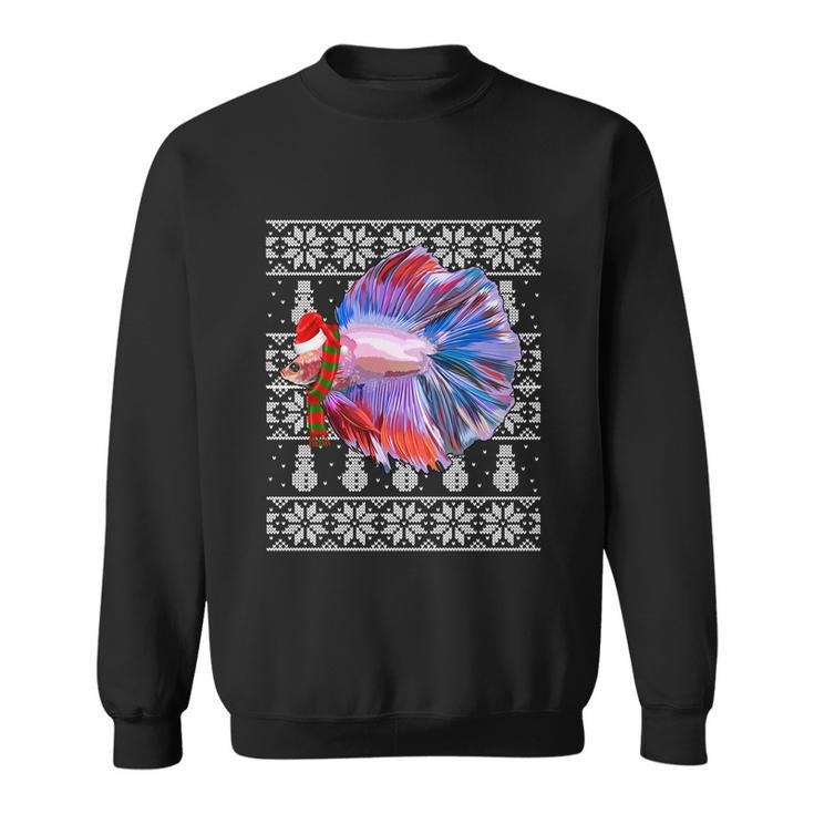 Fish Xmas Santa Hat Betta Fish Ugly Christmas Gift Sweatshirt