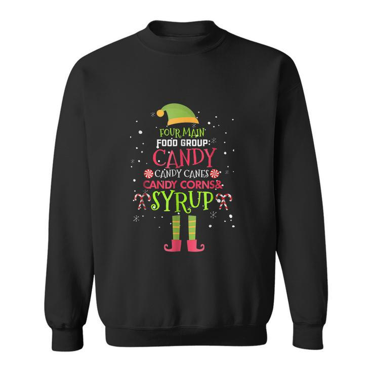 Four Main Food Groups Elf Buddy Pajama Elf Ugly Xmas Sweater Sweatshirt