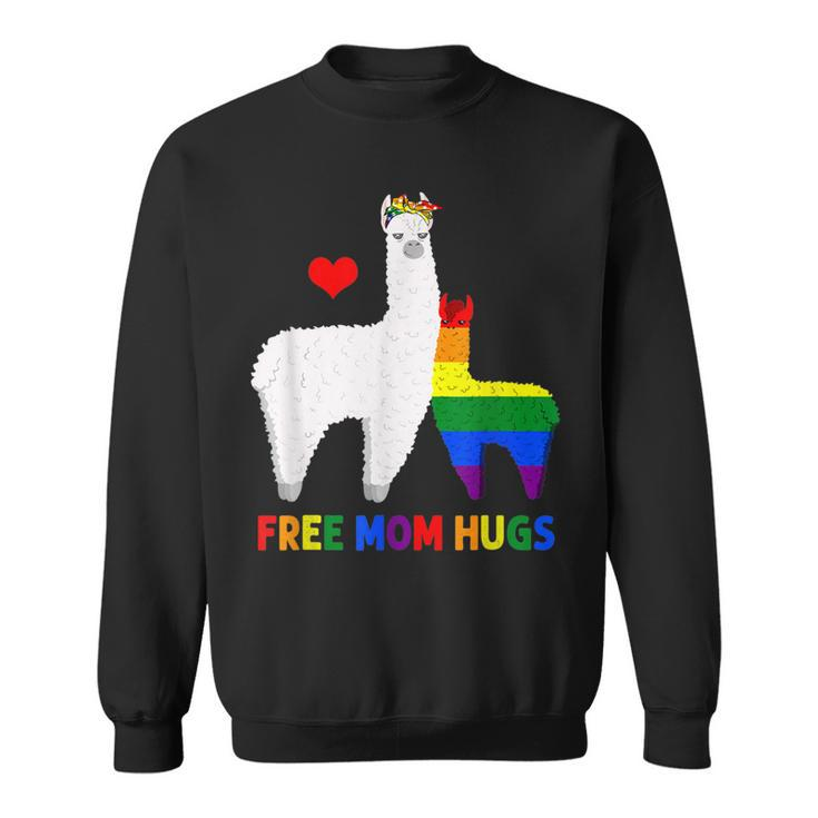 Free Mom Hugs Rainbow Heart Mama Llama Lgbt Pride Month  Sweatshirt
