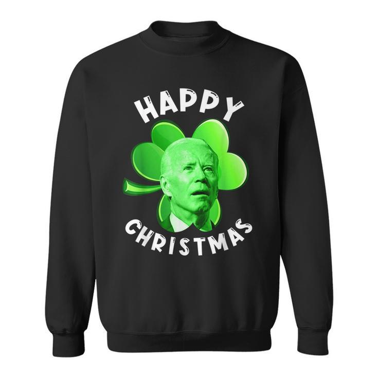 Funny Anti Biden Happy Christmas Patricks Day Biden Samrock  Sweatshirt