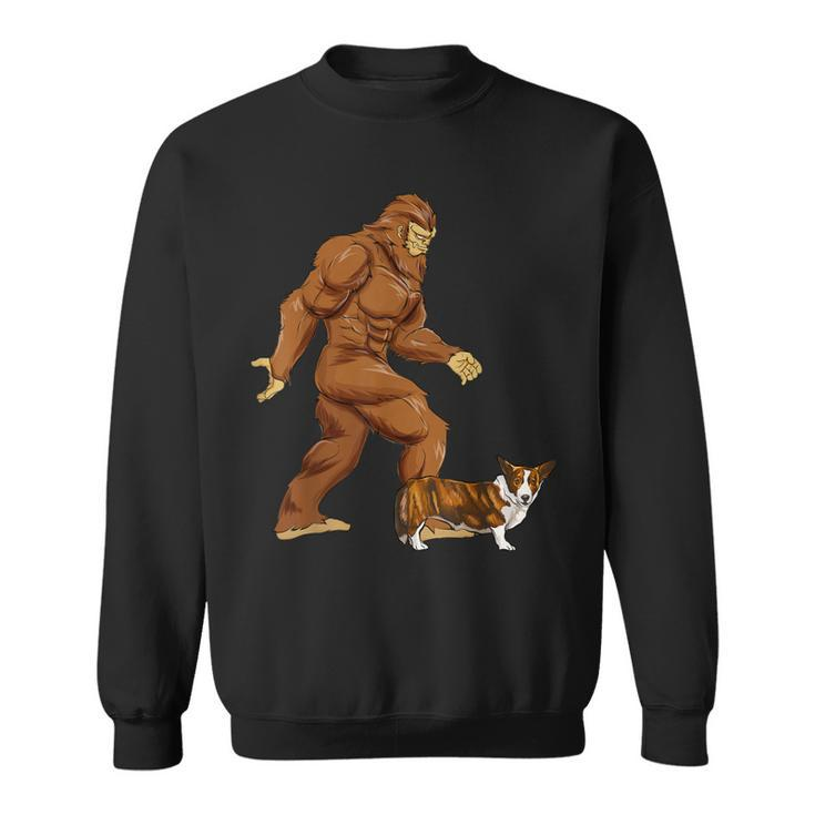Funny Bigfoot Walking Cardigan Welsh Corgi Sasquatch Dog  Sweatshirt