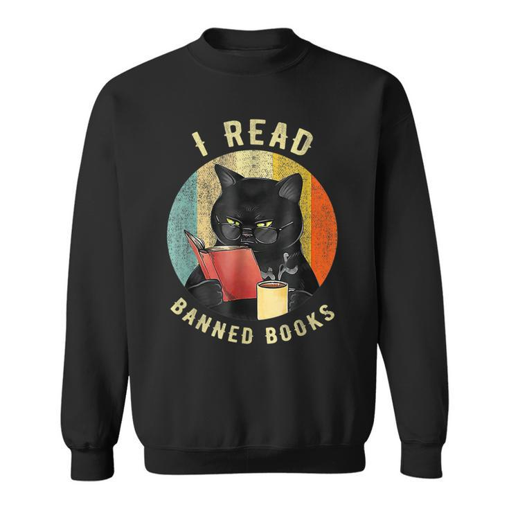 Funny Cat I Read Banned Books Bookworms Loves Reading Books  Sweatshirt