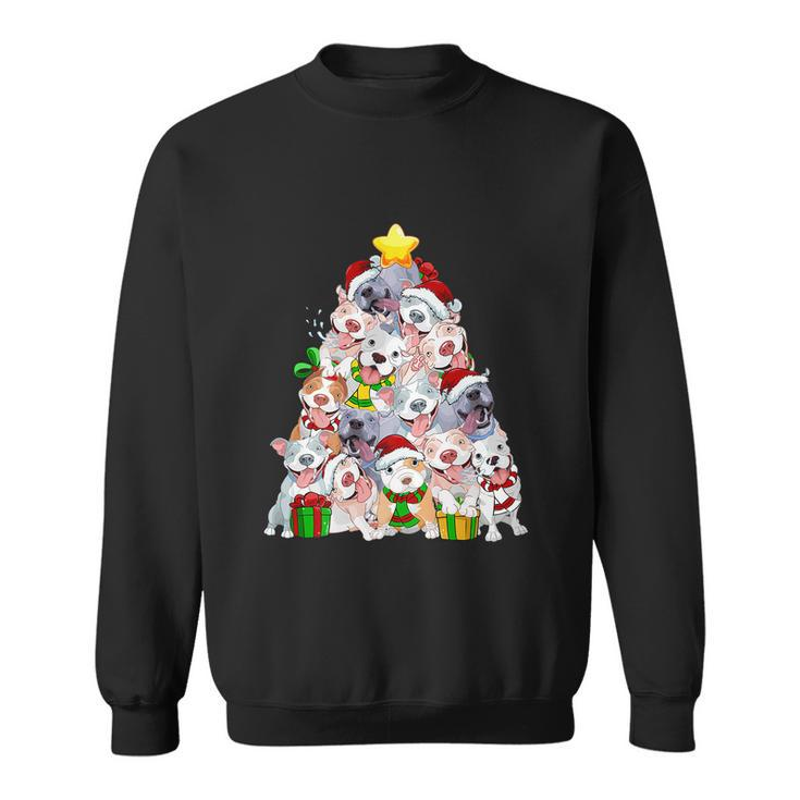 Funny Christmas Pitbull Pajama Shirt Tree Dog Dad Mom Xmas Sweatshirt