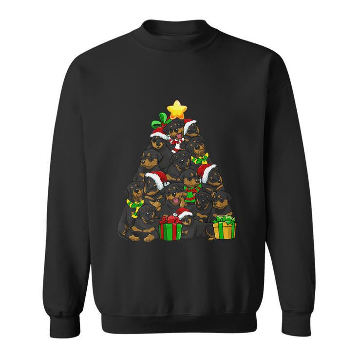 Funny Christmas Rottweiler Pajama Shirt Tree Dog Dad Xmas Sweatshirt