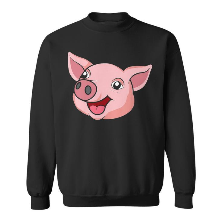 Funny Cute Pig Face Farm Adorable Pink Piglet Lover Farmer Sweatshirt