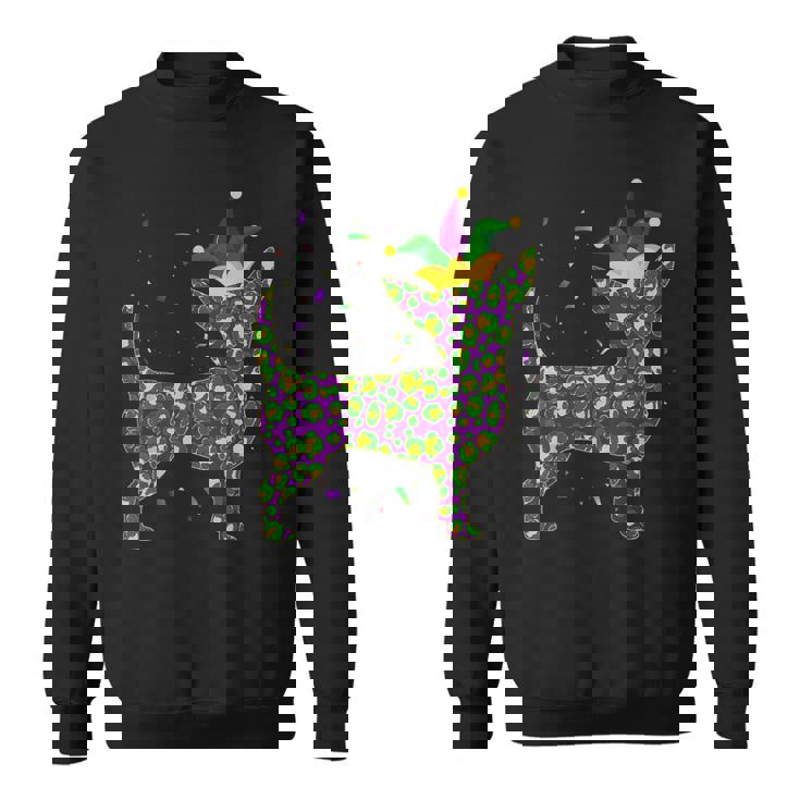 Funny Dog Mardi Gras Cute Leopard Chihuahua Puppy Lover  Men Women Sweatshirt Graphic Print Unisex