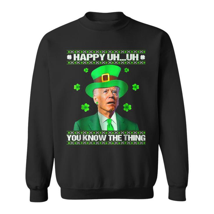Funny Joe Biden Easter Confused St Patricks Day Shamrock  Sweatshirt