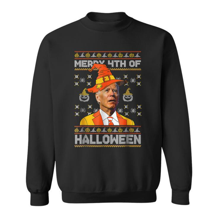 Funny Joe Biden Merry 4Th Of Halloween Costume Scary Pumpkin  Men Women Sweatshirt Graphic Print Unisex