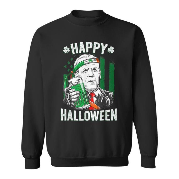 Funny Leprechaun Biden Happy Halloween For St Patricks Day  Sweatshirt